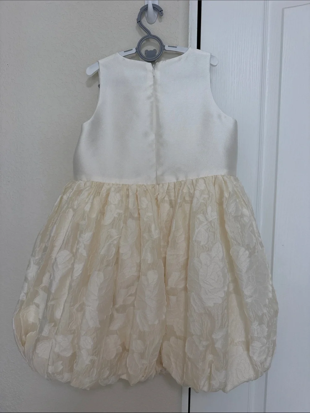 Girls' Cream Floral Bow Party Dress